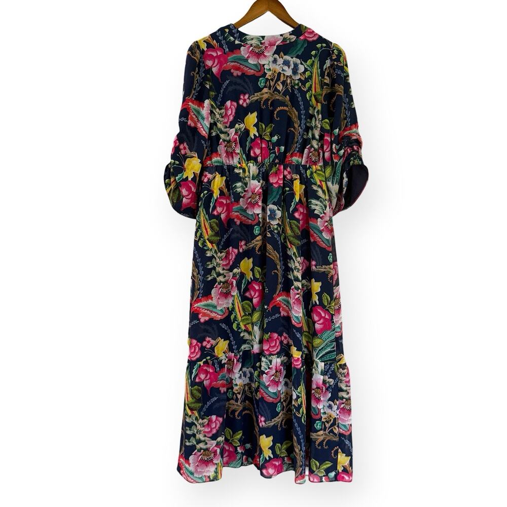 NWT Soft Surroundings Samantha Maxi Dress PM Navy Colorful Floral Faux Wrap $180 - Picture 10 of 14